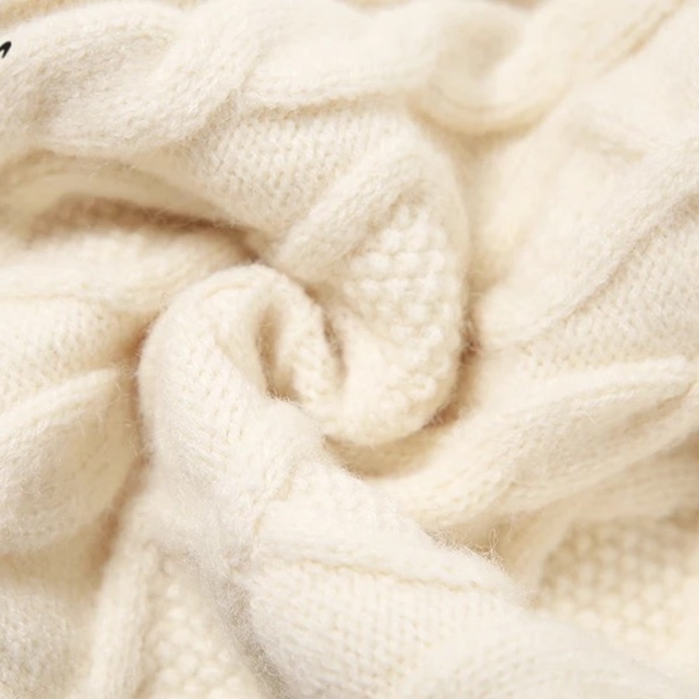 Dreamy Cable Knit Cream Open Back Sweater Dress - Picture 12 of 15